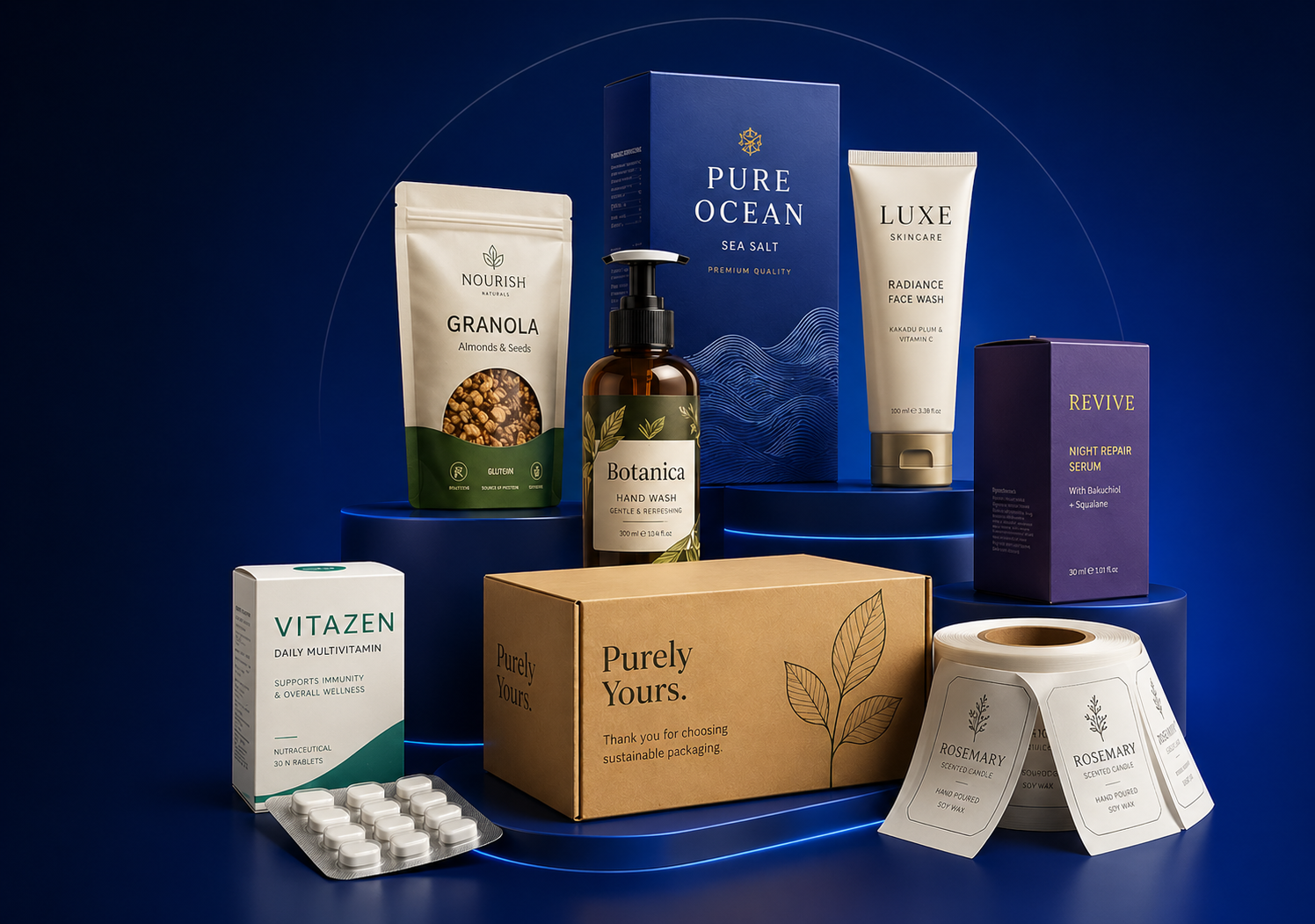 Assorted custom packaging formats used to compare packaging costs in India