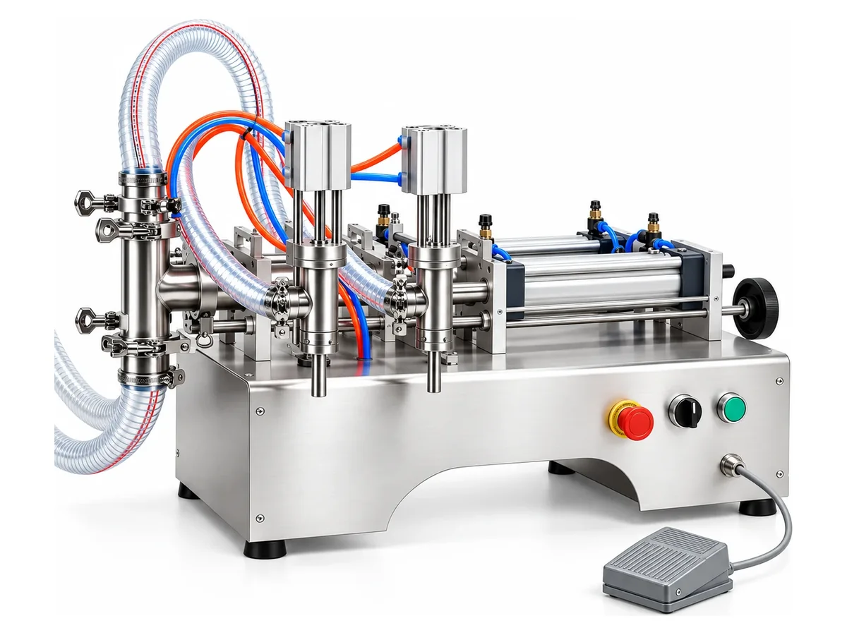 Representative double-head semi-automatic liquid filling machine