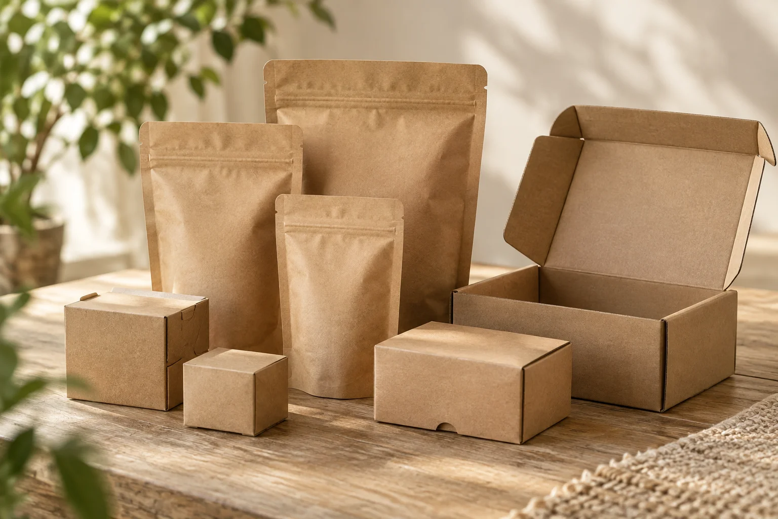 Kraft pouches and cartons