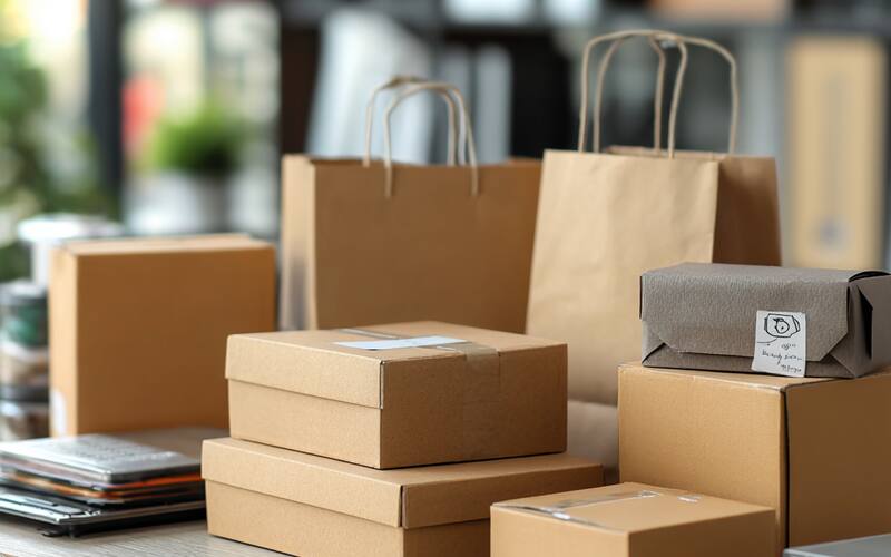 Branded D2C product packaging prepared for ecommerce fulfilment